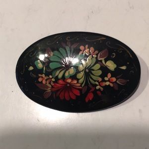 Russian handcrafted and hand painted floral pin